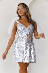 Glitterati Sequin Mini Dress Silver
