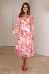 Spring Blossom Midi Dress Pink