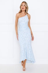 Empowered Girl One Shoulder Maxi Dress Blue