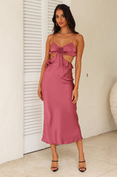 Cherishing Moments Satin Maxi Dress Pink