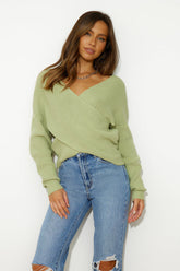 Aligned With You Knit Top Green
