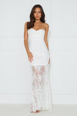 Feelings Are True Strapless Lace Maxi Dress White