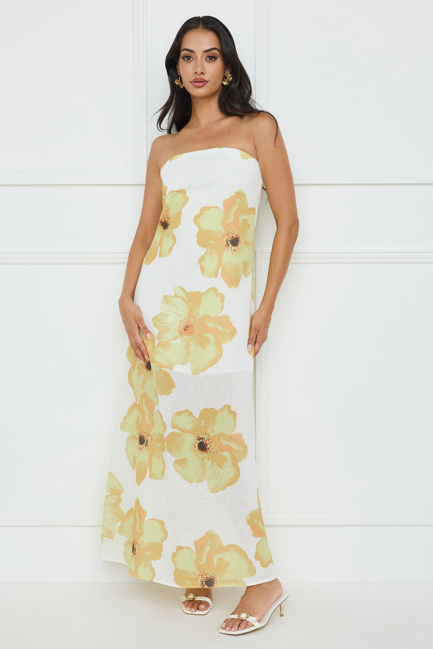 Sunlight’s Embrace Strapless Maxi Dress Yellow