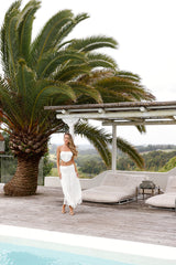 Living On The Coast Linen Blend Crop Top White