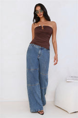 Sunset Spritz Strapless Top Brown
