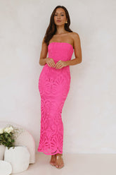 Counting Days Strapless Maxi Dress Hot Pink