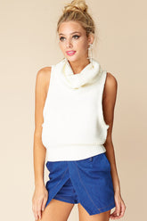 Jenny Sleeveless Cowlneck White