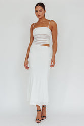 Lorely Ruched Bodice Midi Dress Vanilla