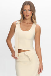 Sunday Moment Buckle Shoulder Top Butter