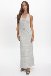Duma Knit Maxi Skirt Light Grey