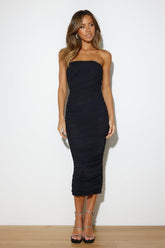 Goals Are Her Mesh Midi Dress Black