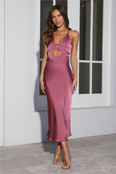 Slip Silk Satin Midi Dress Pink