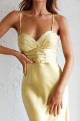 Azara Pintuck Bodice Maxi Dress Yellow