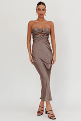 Good Impression Double Twist Midi Dress Charcoal