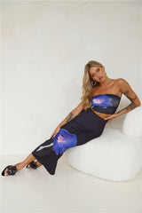 Pansies Bouquet Crop Top Black