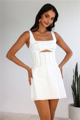 Sea Air Linen Blend Mini Dress White