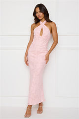 Legally Luxe Halter Maxi Dress Pink