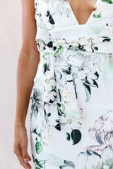 Sorry Not Sorry Wide Strap Flounce Floral Dress White